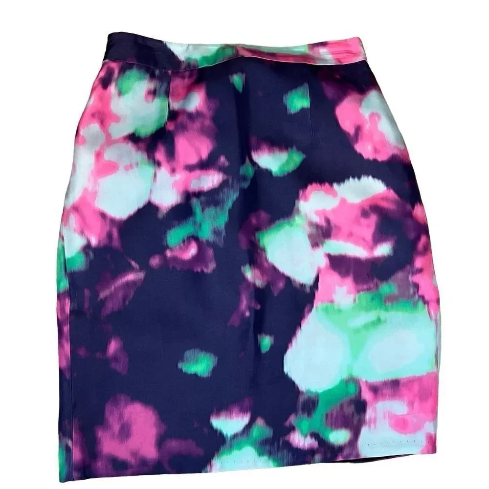Kate Spade Barry Pink Purple Blue Green Watercolor Skirt. Sz 4. Good Condition